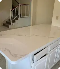 a white counter top in a house