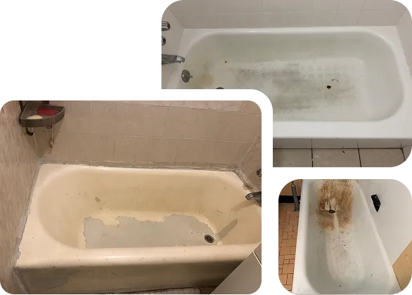 Restoration process for a heavily chipped and rusted bathtub surface